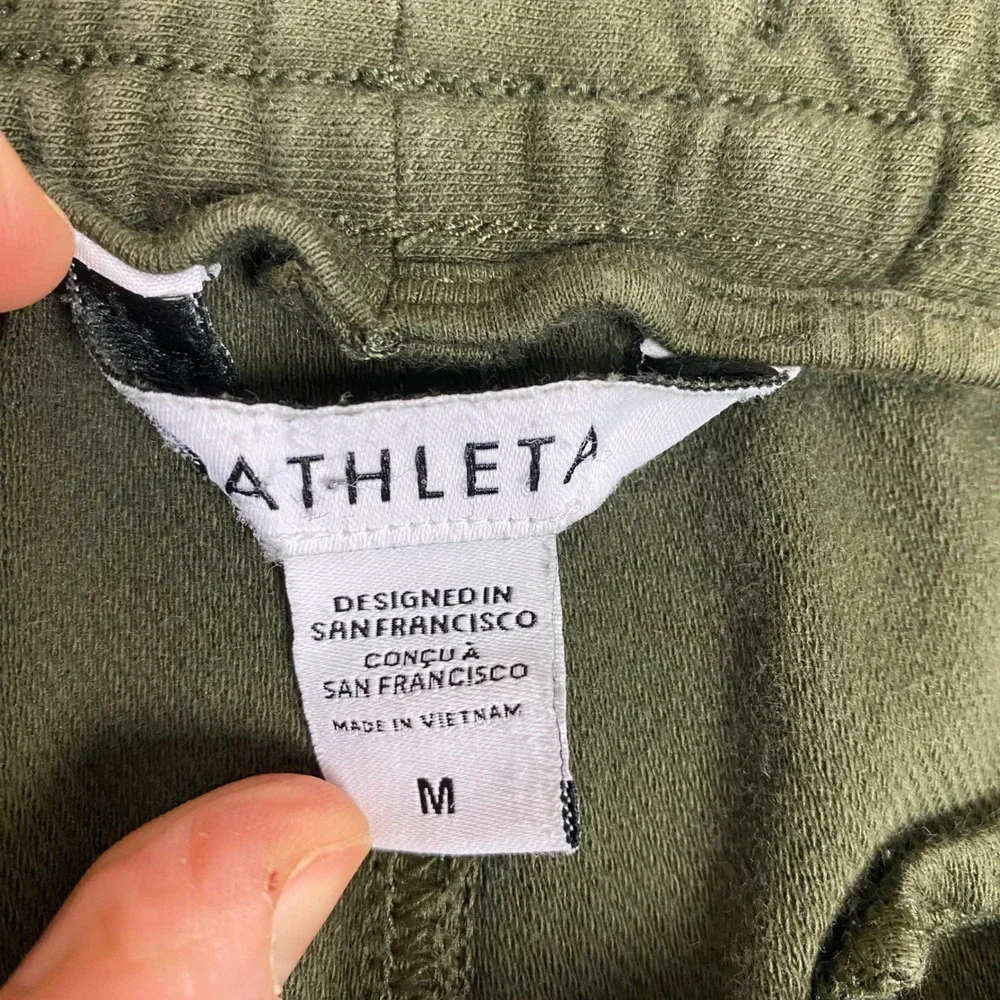 Athleta Farallon Jogger Cotton Joggers Pants Womens Medium Olive Green